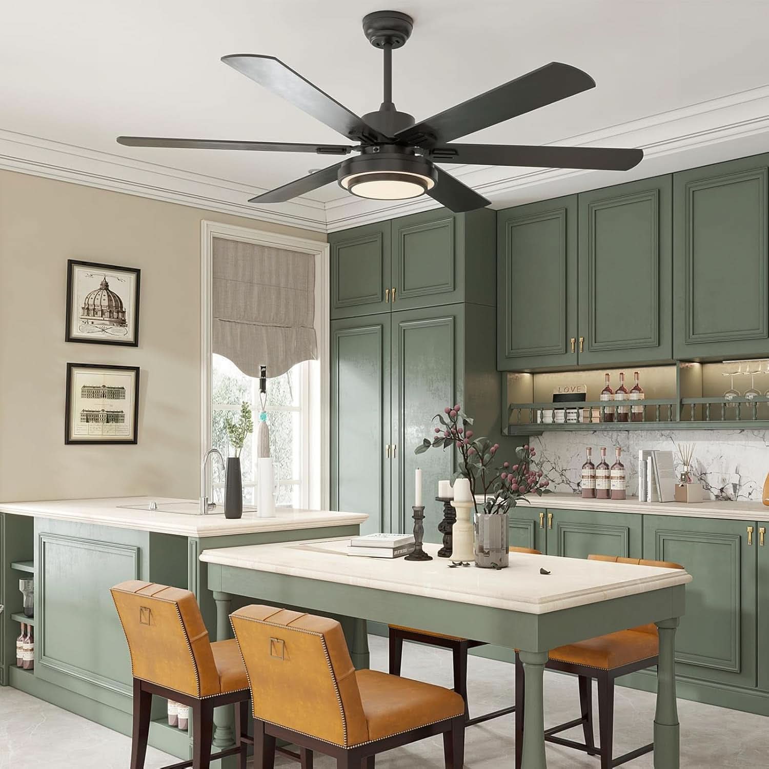 62-Inch Ceiling Fan With Lights And Remote Control Black
