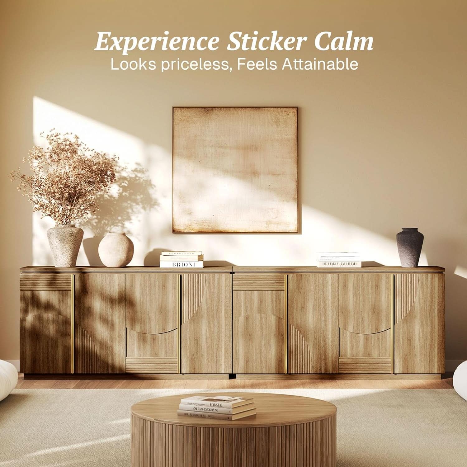 62 Inch Handcrafted Oak Sideboard Cabinet Midcentury