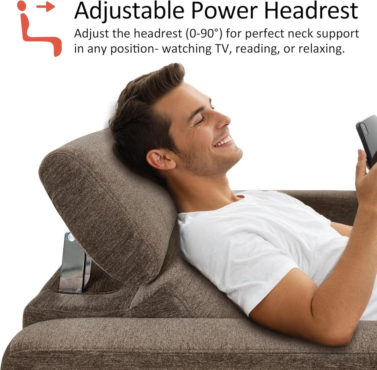 62.2 Inch Wall Hugger Power Loveseat Recliner with Adjustable Headrest and USB Ports in Coffee Fabric