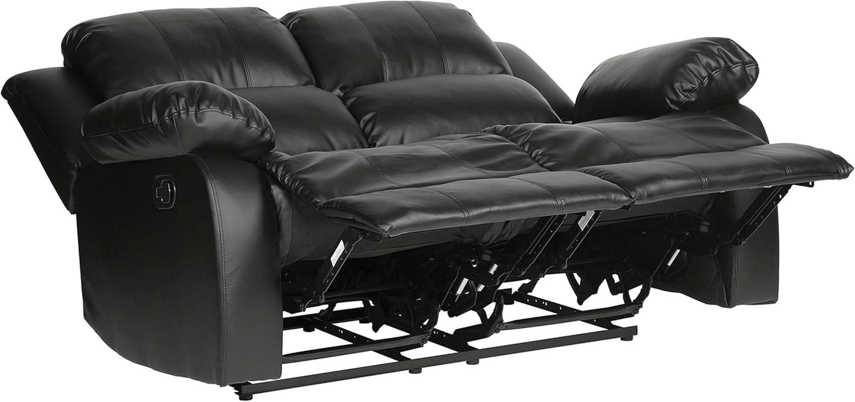 62.5 Inch Black Wall Hugger Recliner Loveseat Modern