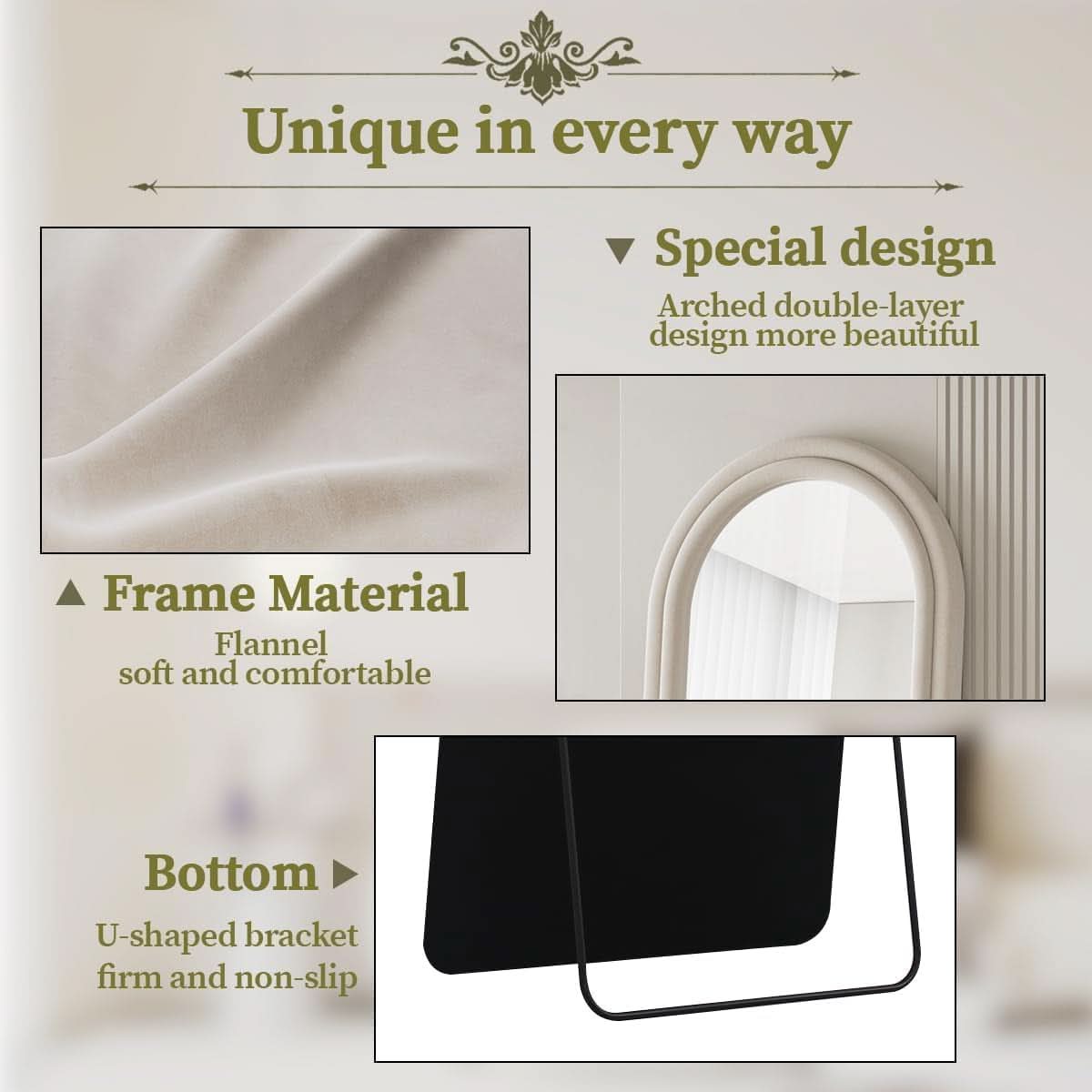 63 By 24 Inch Arched Full Length Freestanding Floor Mirror White