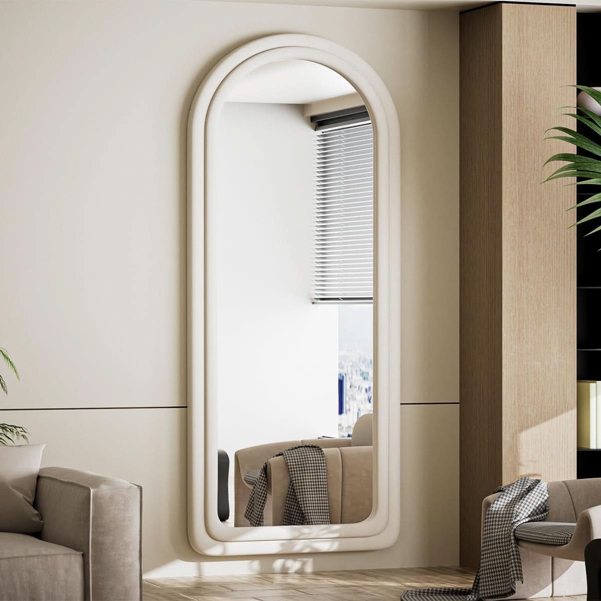 63 By 24 Inch Arched Full Length Freestanding Floor Mirror White