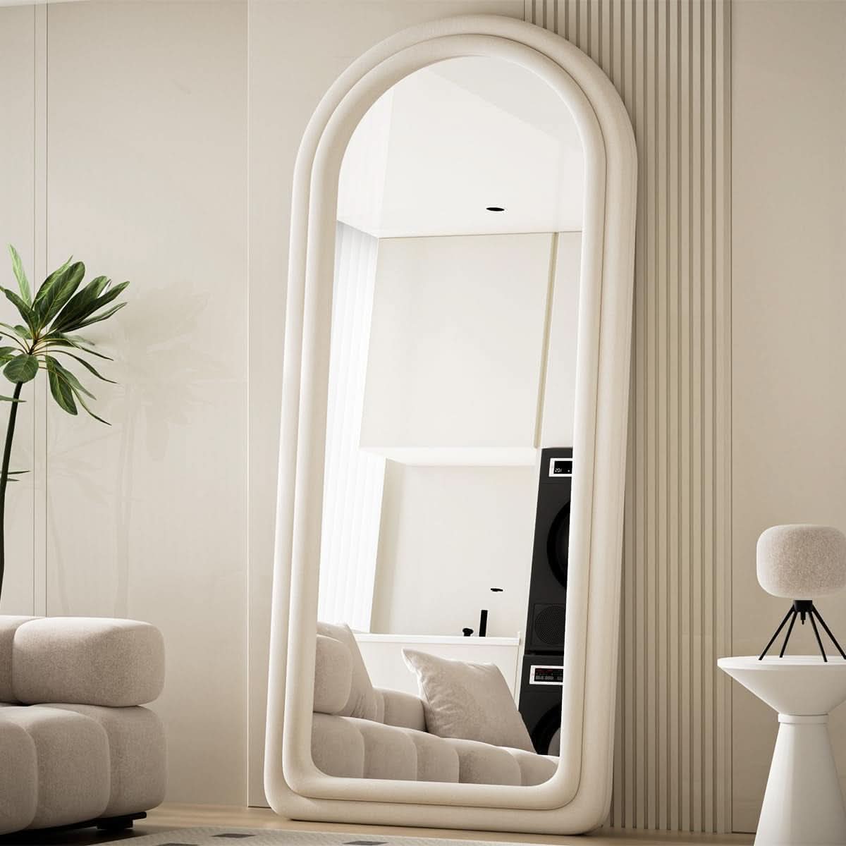63 By 24 Inch Arched Full Length Freestanding Floor Mirror White