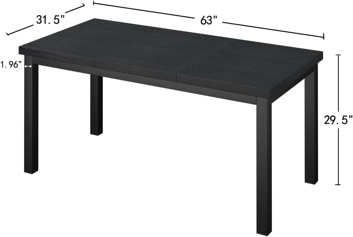 63 Inch Black Computer Desk For Home Office Setup And Study
