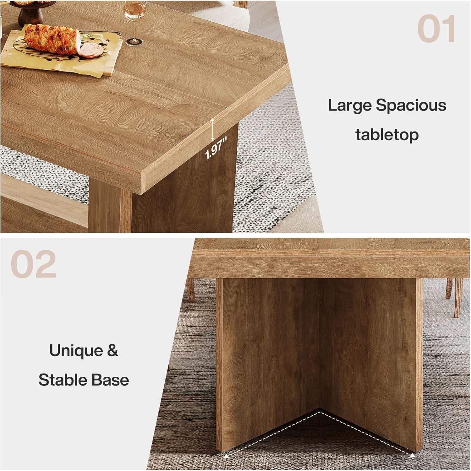 63 Inch Brown Farmhouse Dining Table Seats Four To Six