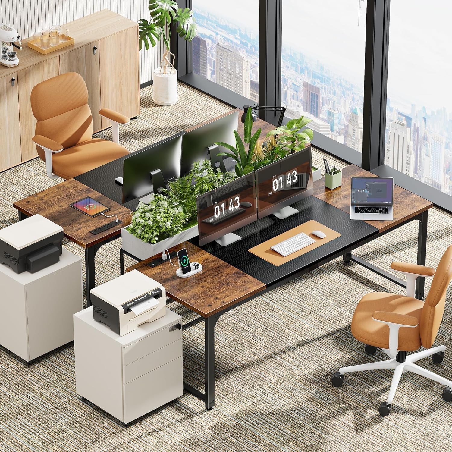 63 Inch Computer Desk With Power Outlets And USB