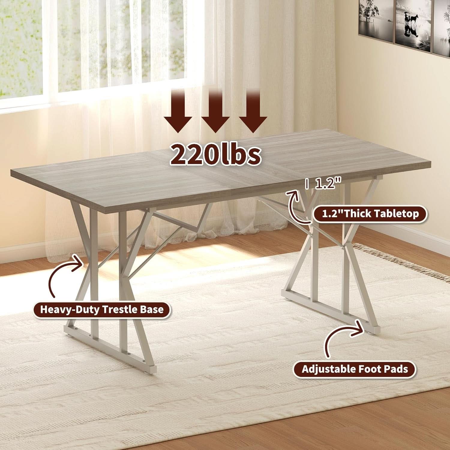 63 Inch Expandable Dining Table Distressed Gray Farmhouse