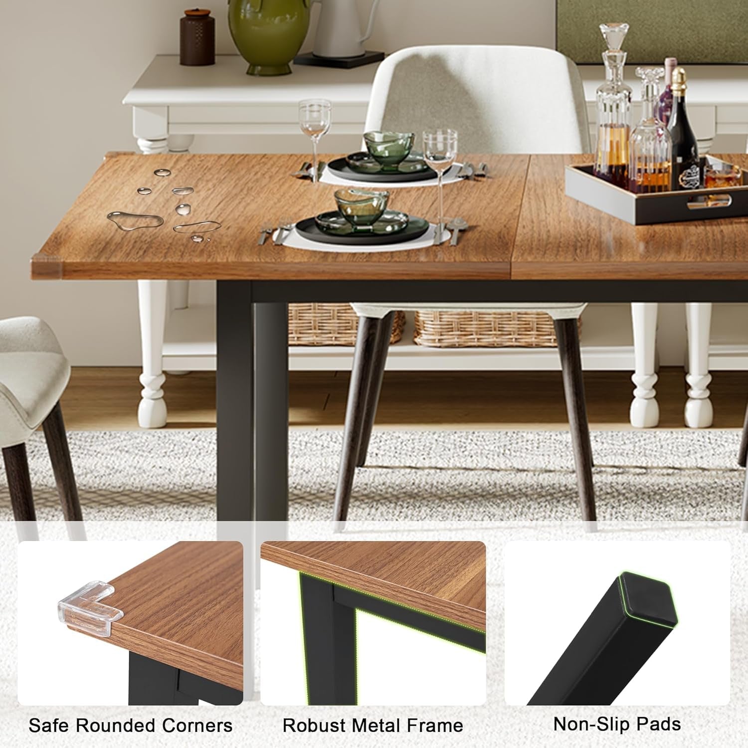 63 Inch Extendable Dining Table Farmhouse Style Collection