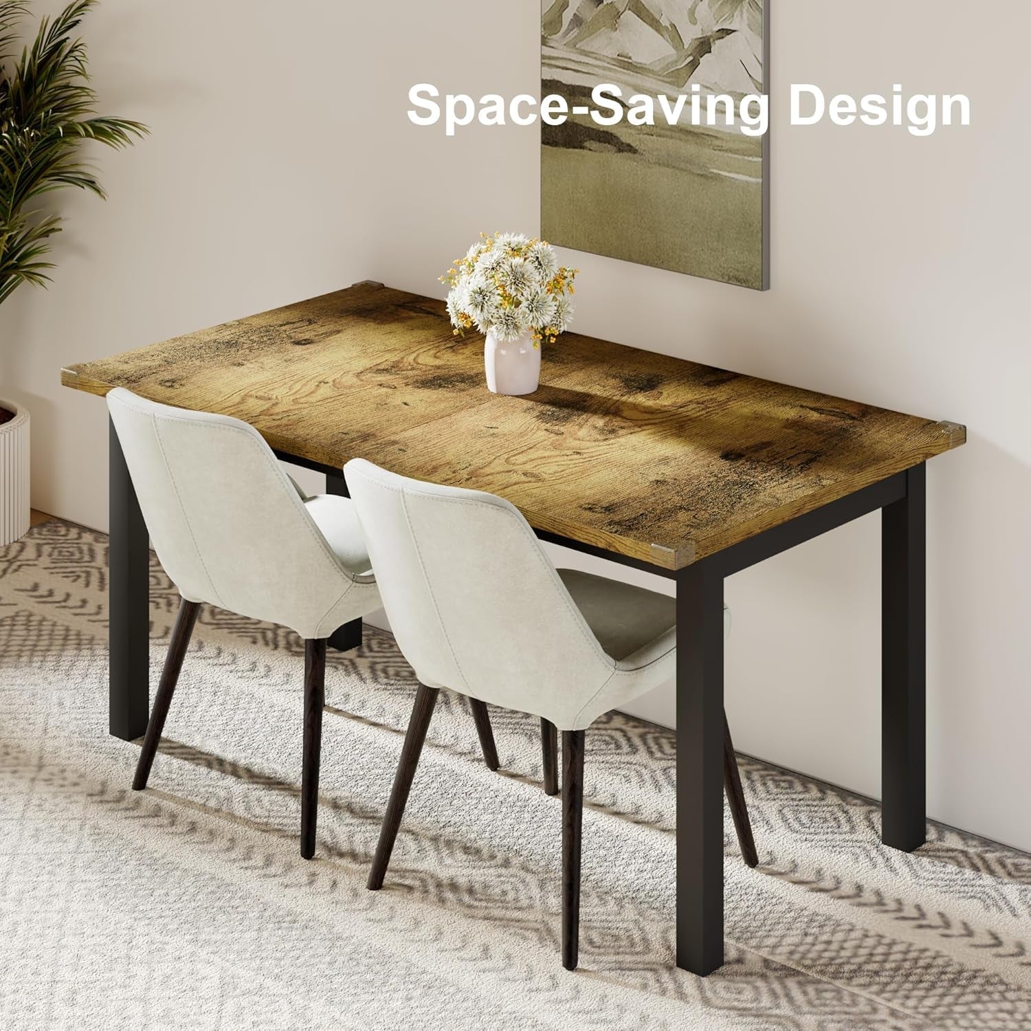 63 Inch Extendable Dining Table Rustic Brown For 4-8