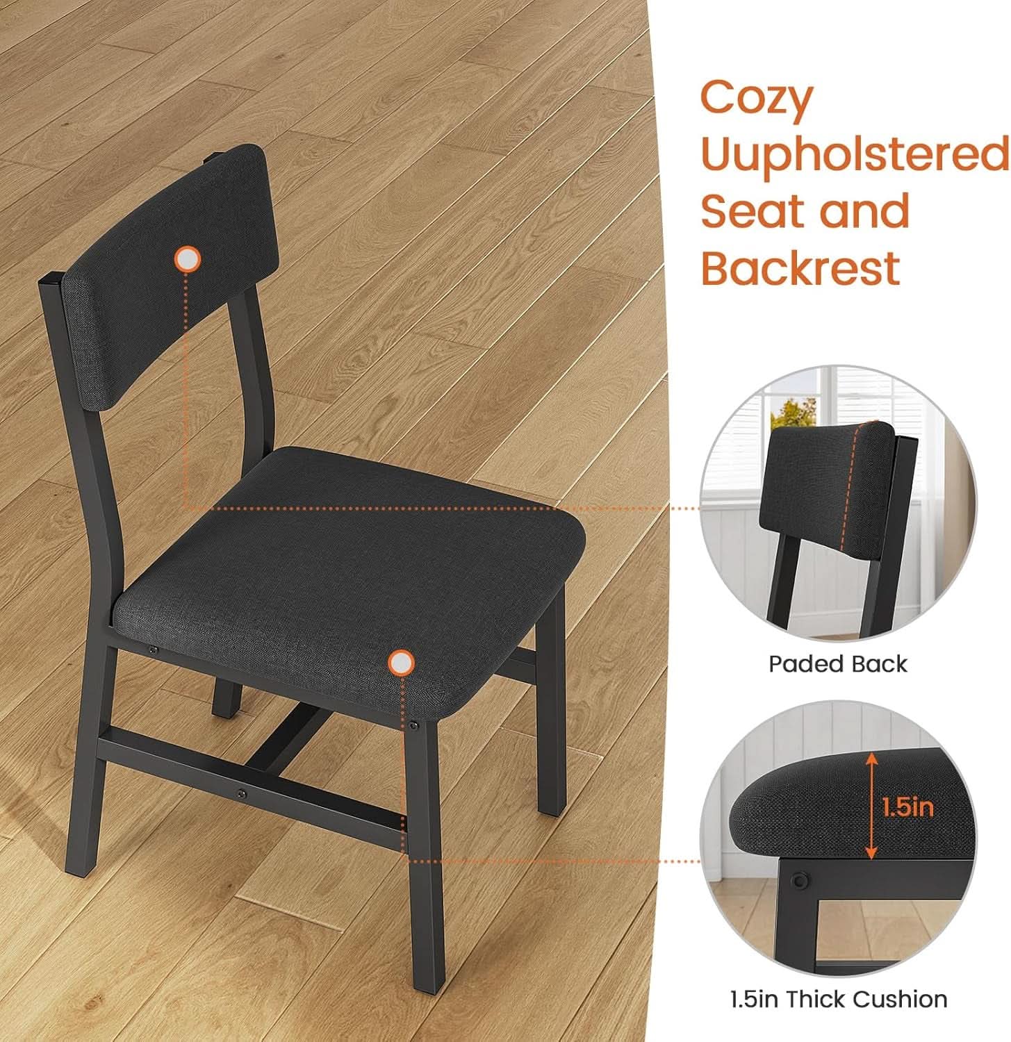 63 Inch Extendable MDF Board Dining Table Set Black Finish