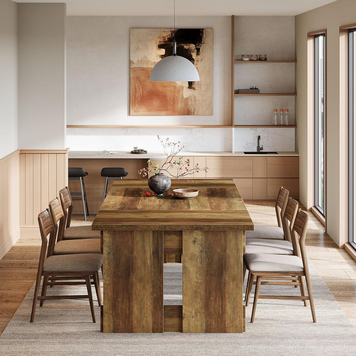 63 Inch Farmhouse Dining Table Brown Seats Four To Six
