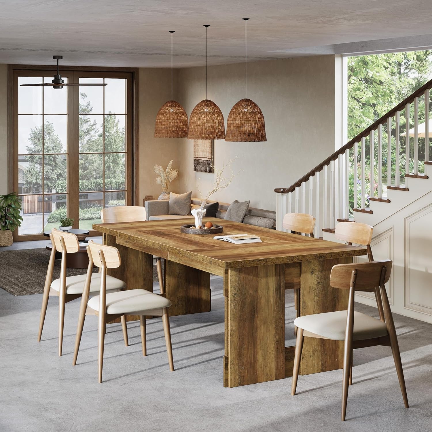 63 Inch Farmhouse Dining Table Brown Seats Four To Six