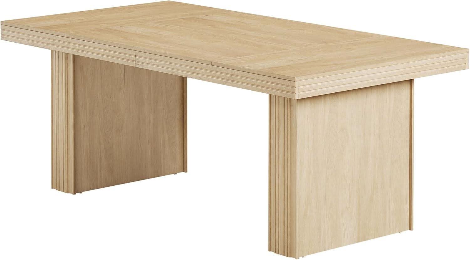 63 Inch Farmhouse Dining Table Seats 6 With Fluted Lines