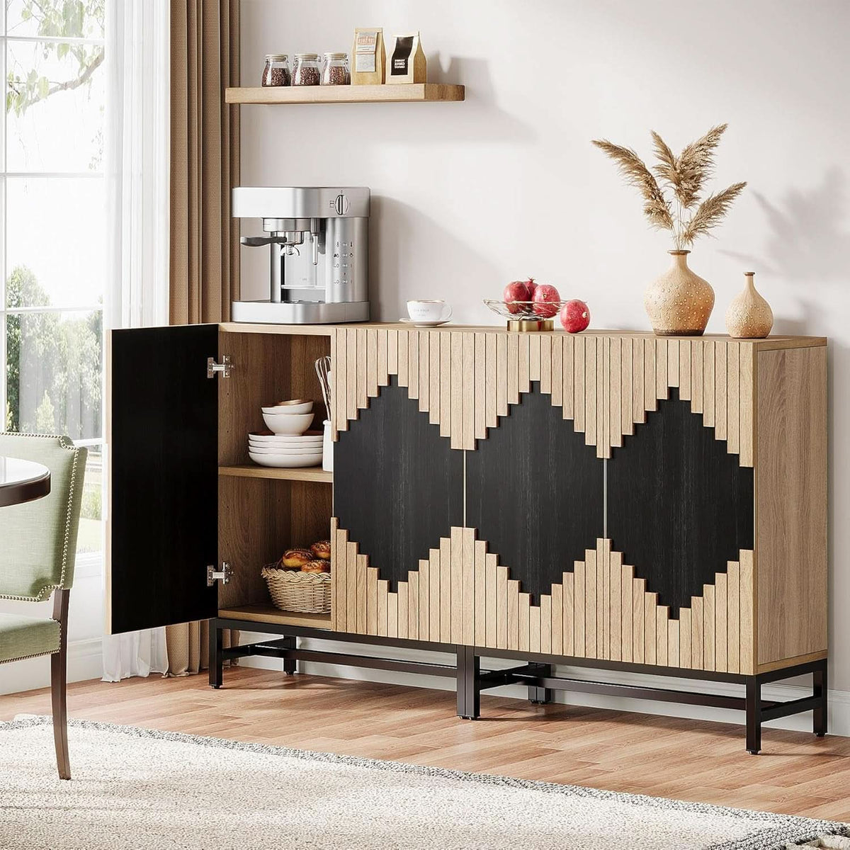 63 Inch Farmhouse Sideboard Buffet Cabinet With Storage