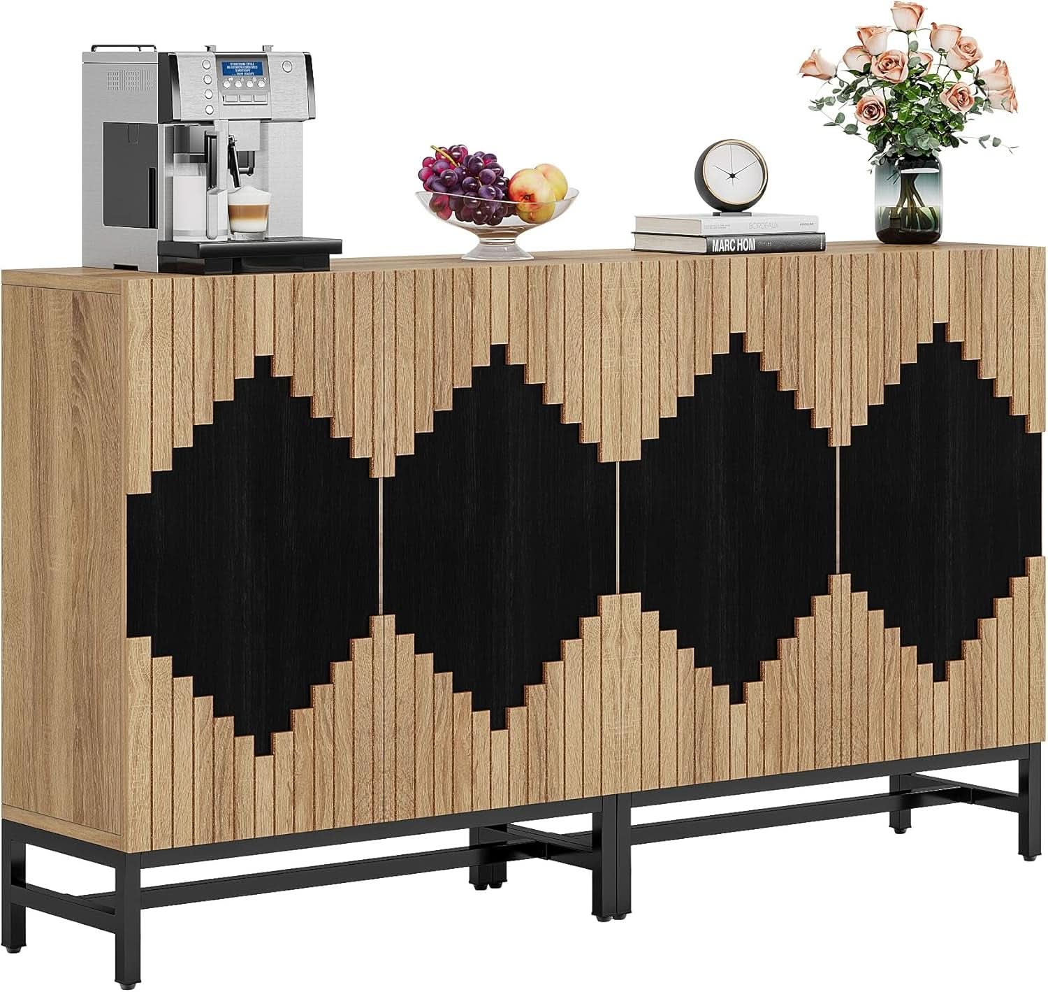 63 Inch Farmhouse Sideboard Buffet Cabinet With Storage