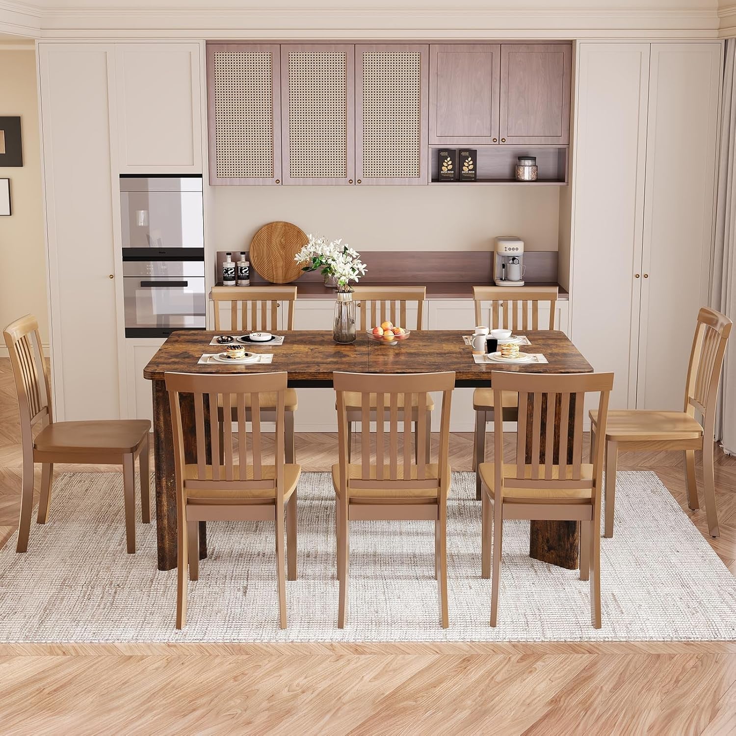 63 Inch Industrial Wood Dining Table With Angled Legs