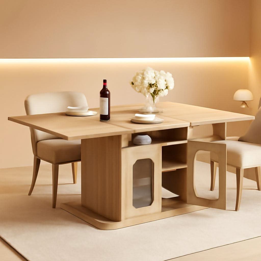 63 Inch Light Oak Farmhouse Dining Table For Four To Six