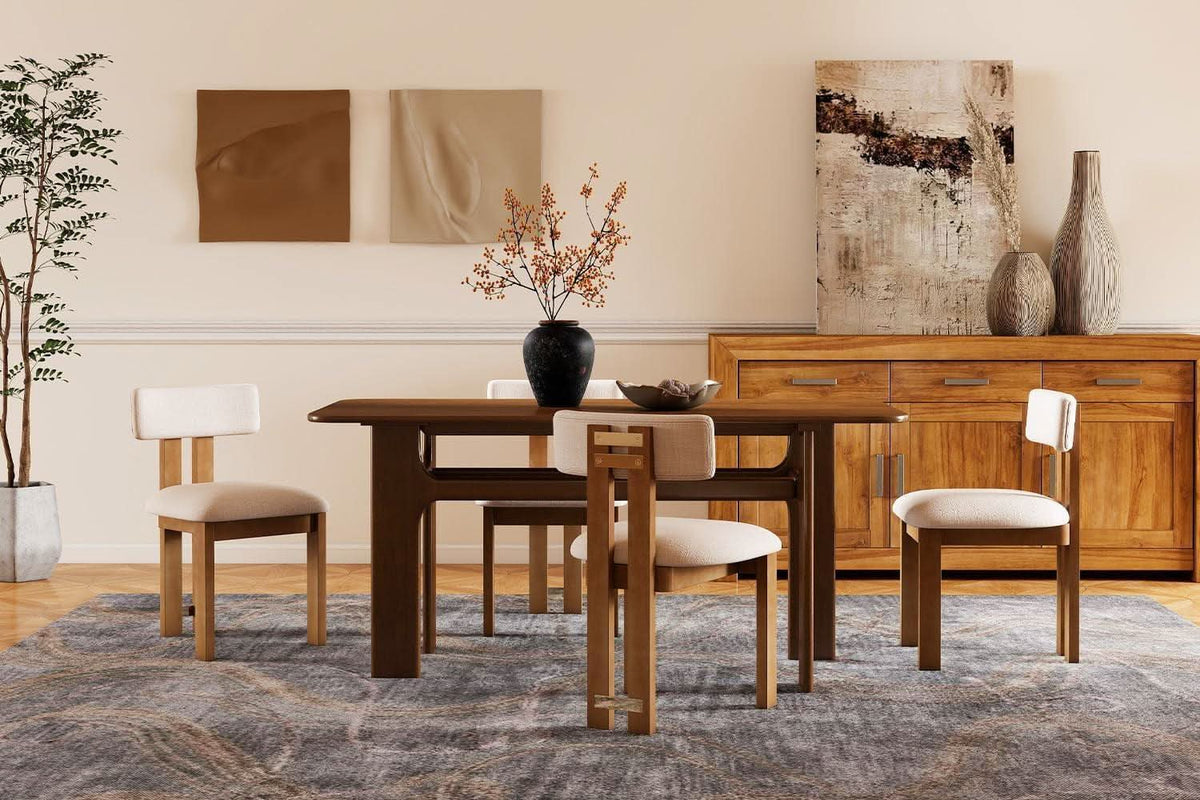 63 Inch Walnut Dining Table With Heavy Duty Legs Farmhouse
