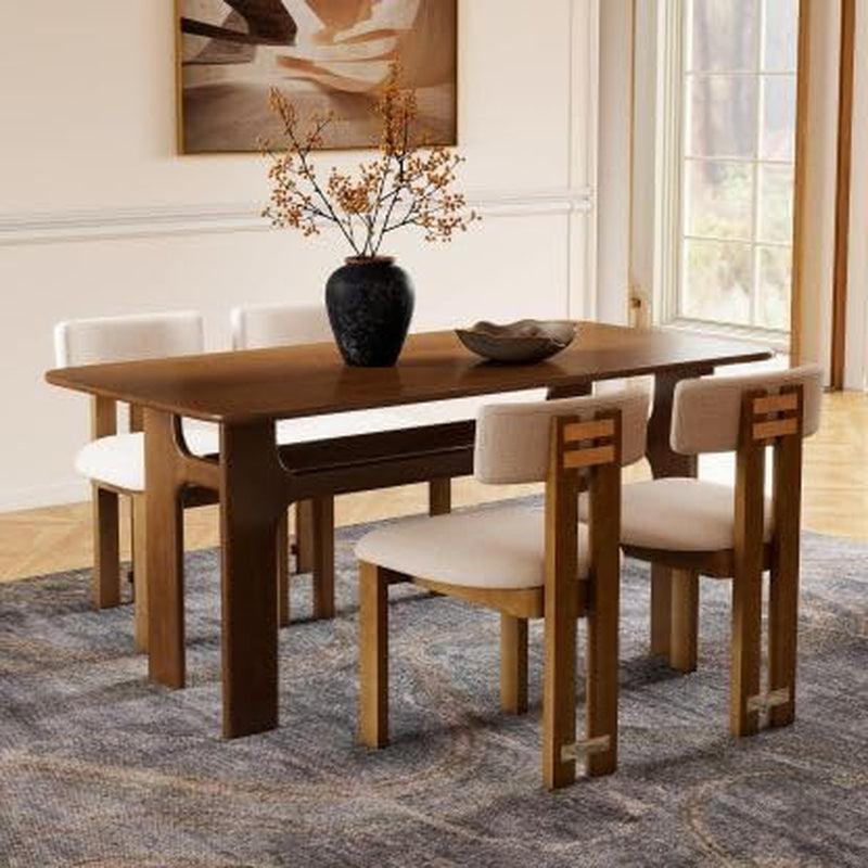 63 Inch Walnut Dining Table With Heavy Duty Legs Farmhouse