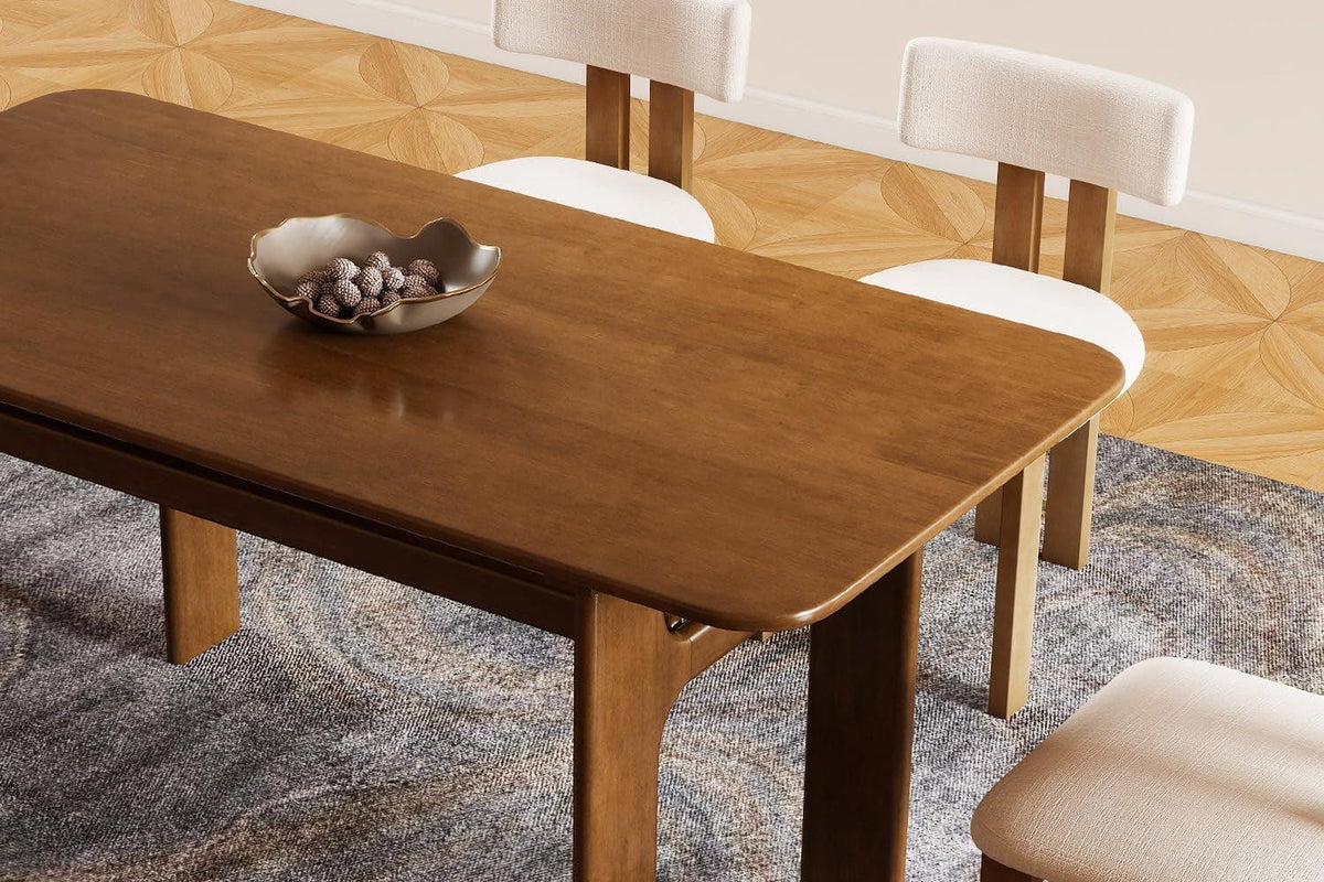 63 Inch Walnut Dining Table With Heavy Duty Legs Farmhouse