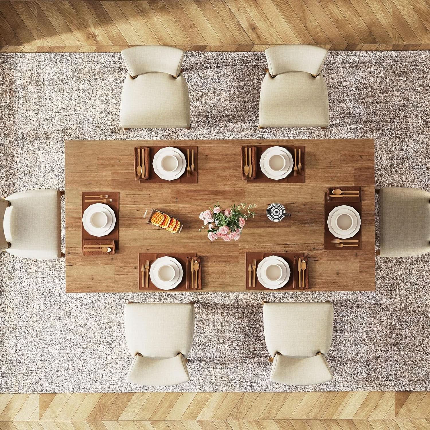63 Inch Walnut Farmhouse Dining Table Seats Four To Six