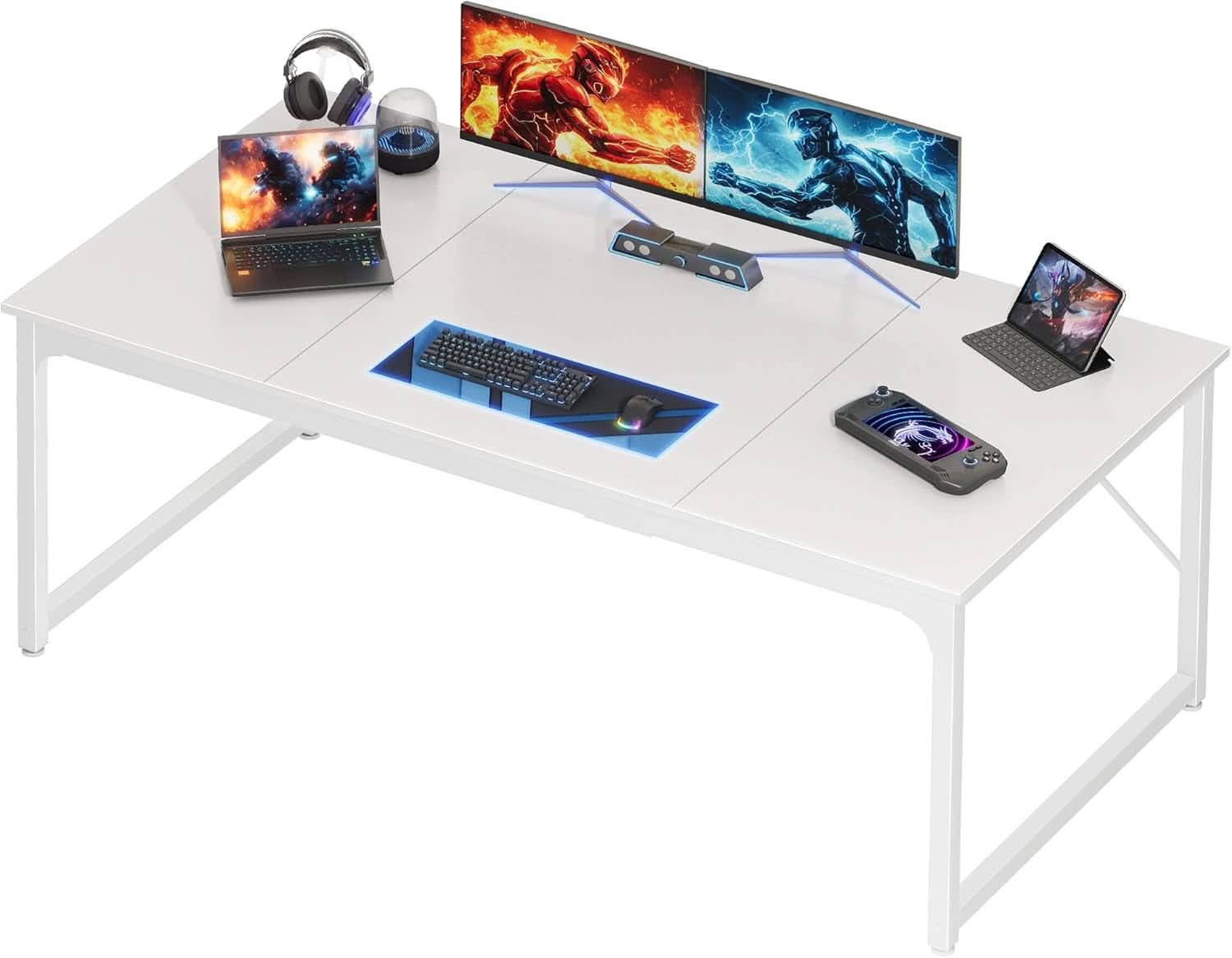 Deep Pc Desk 63 Inch White Computer Desk With Deep Desktop Home Office