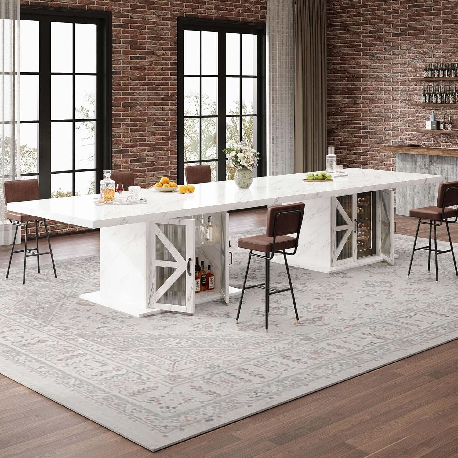 63 Inch White Rectangular Dining Table With Storage