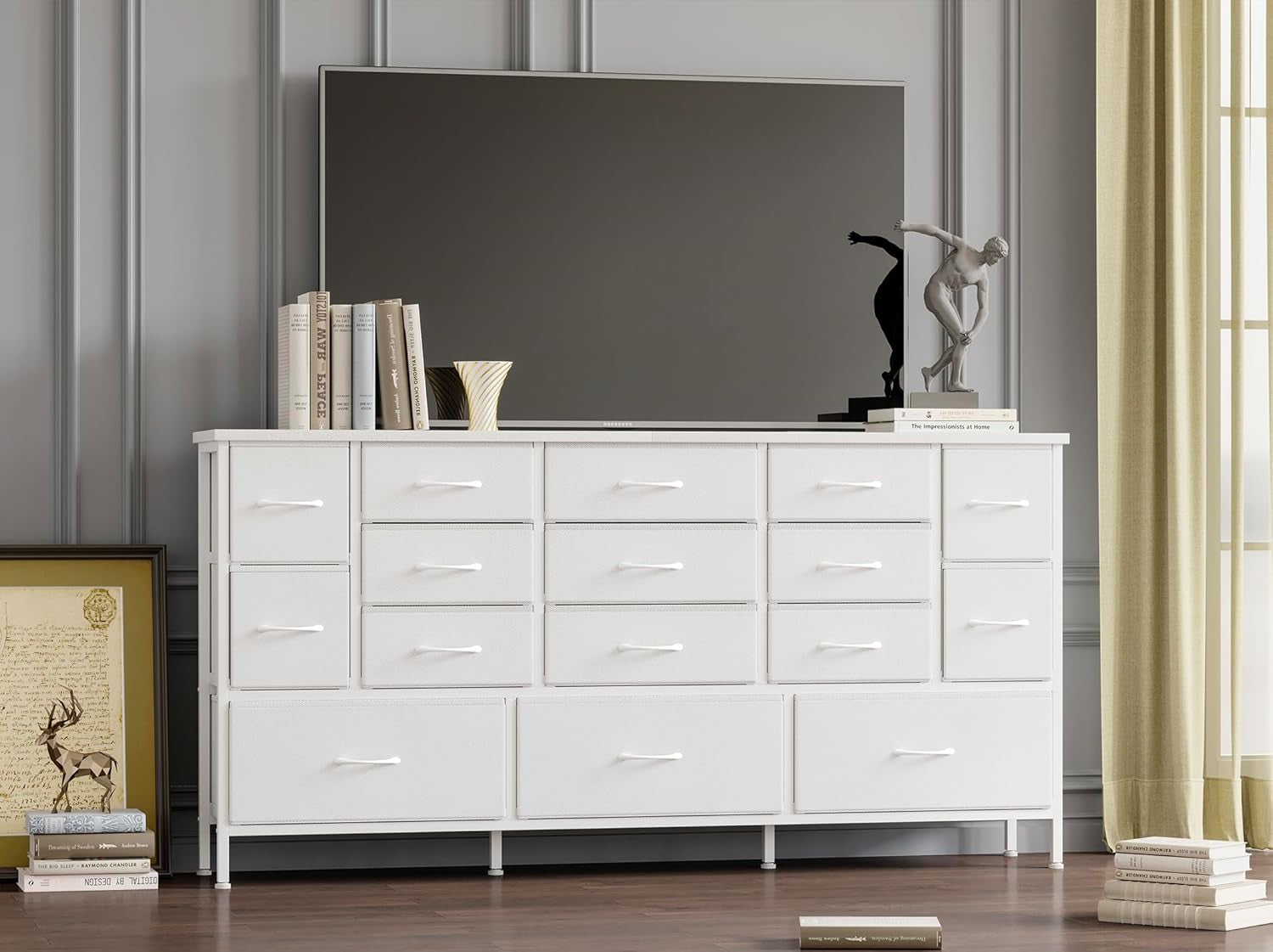 63.3 Inch Bedroom Dresser With Built In Power Outlets