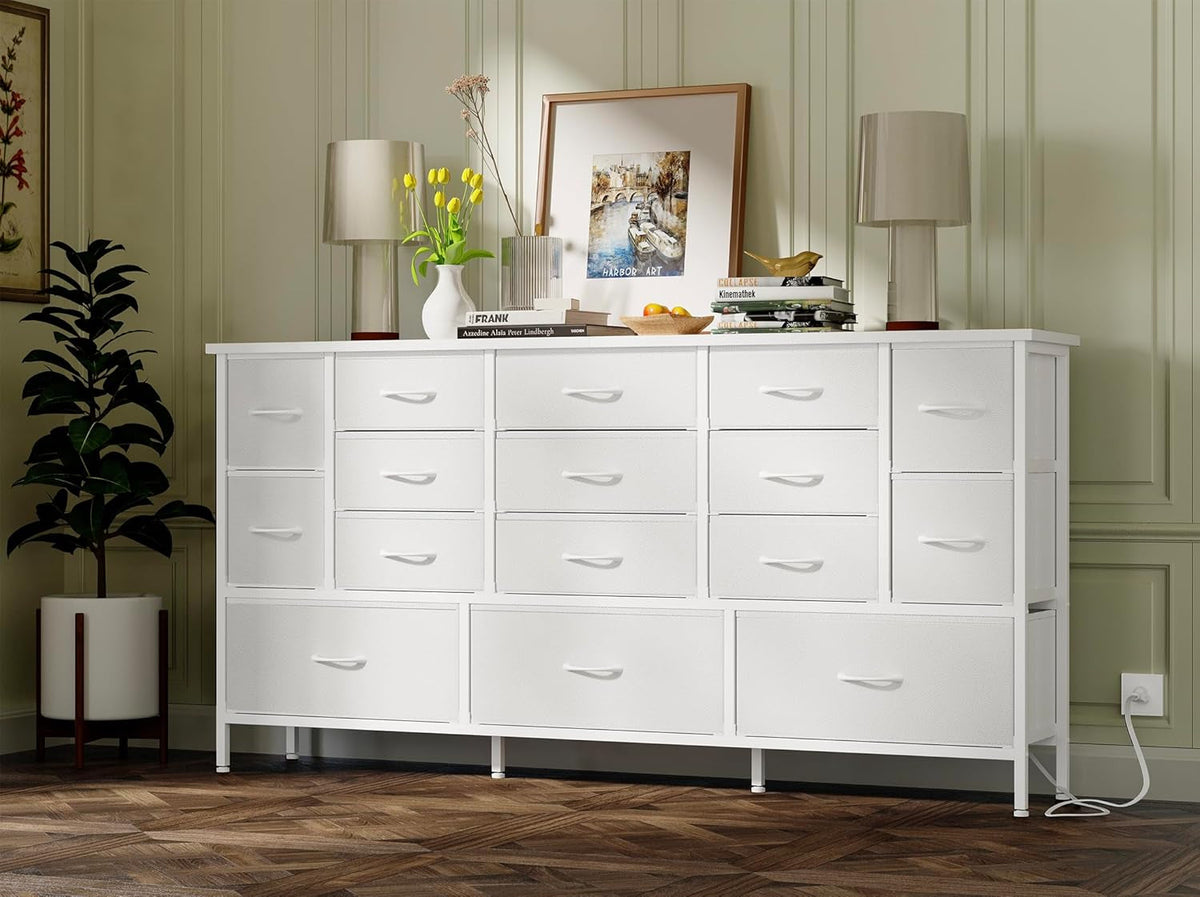 63.3 Inch Bedroom Dresser With Built In Power Outlets