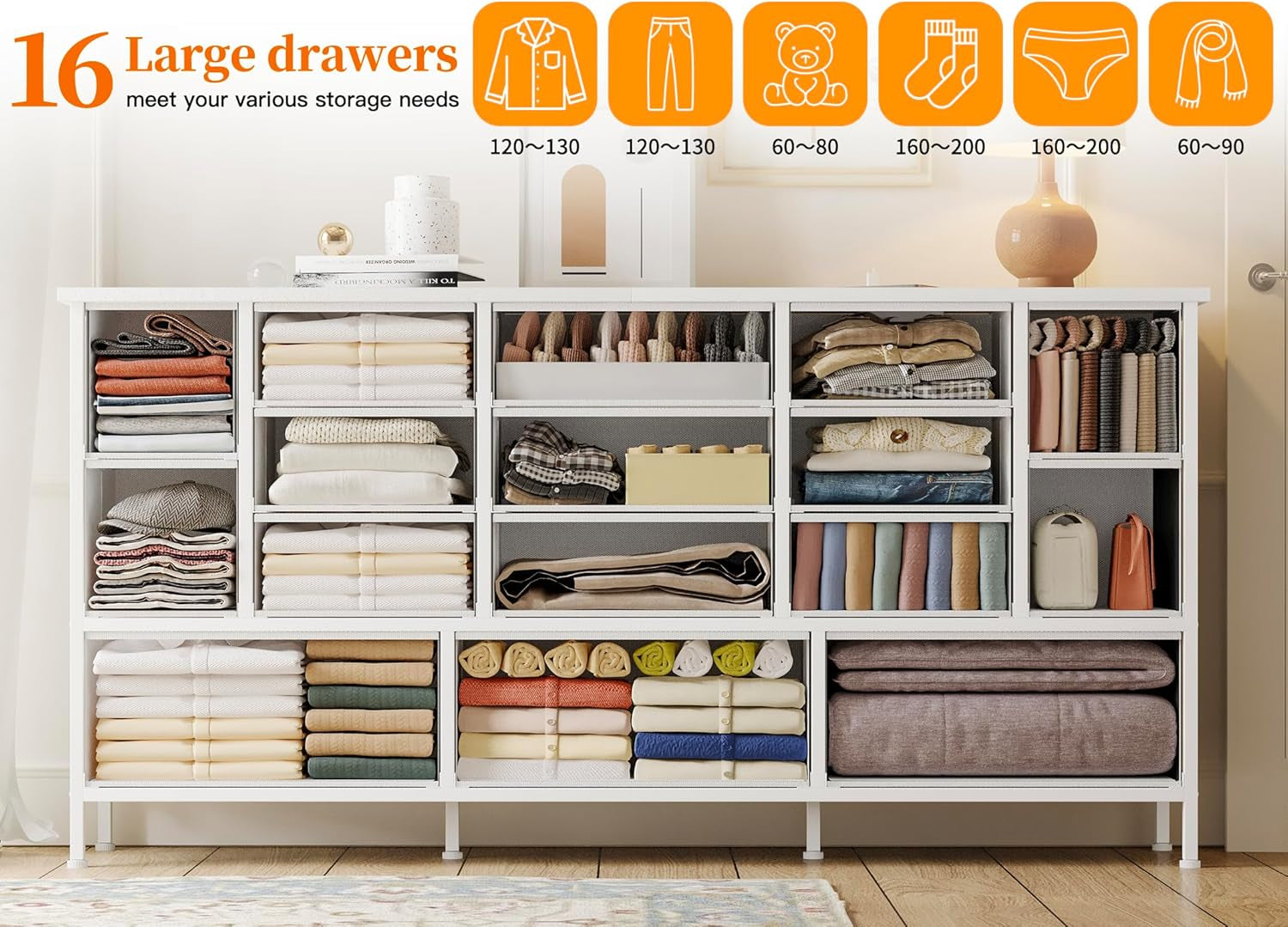 63.3 Inch Bedroom Dresser With Built In Power Outlets