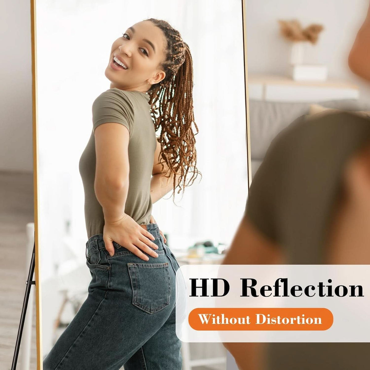 64 Inch Full Length Mirror With Stand Gold Modern Frame