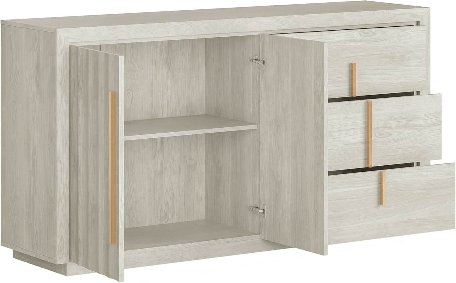 64 Inch Modern Industrial Sideboard Cabinet White Sand