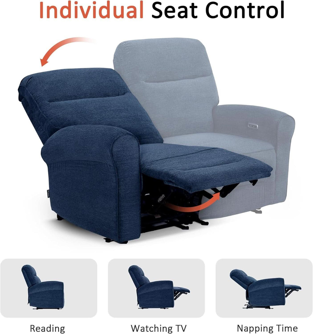 64.6 Inch Wall Hugger Loveseat Navy Blue Space Saving