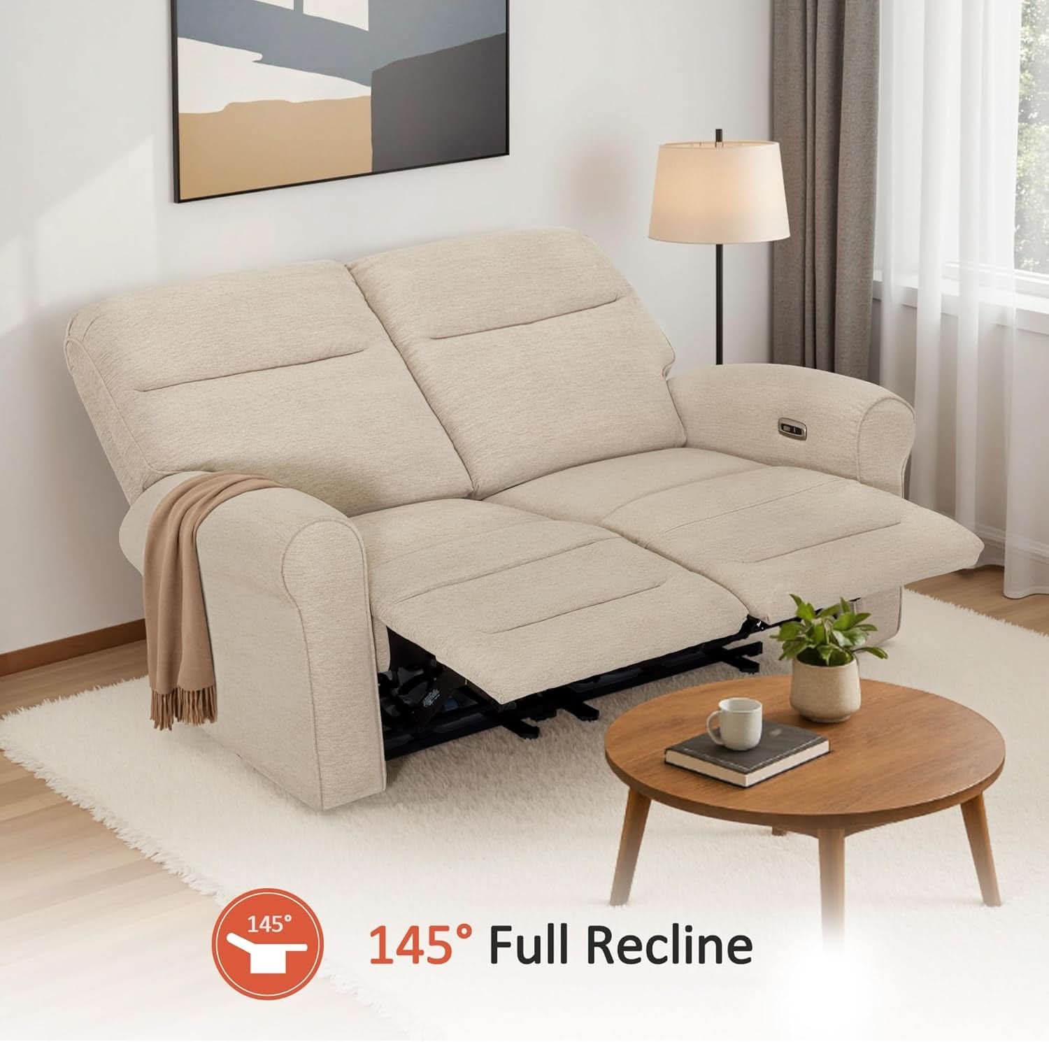 64.6 Inch Wall Hugging Auto Power Recline Loveseat