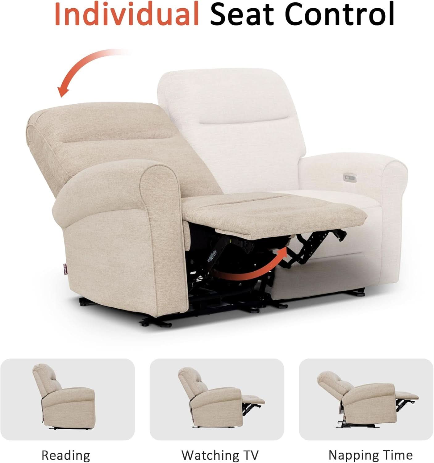 64.6 Inch Wall Hugging Auto Power Recline Loveseat
