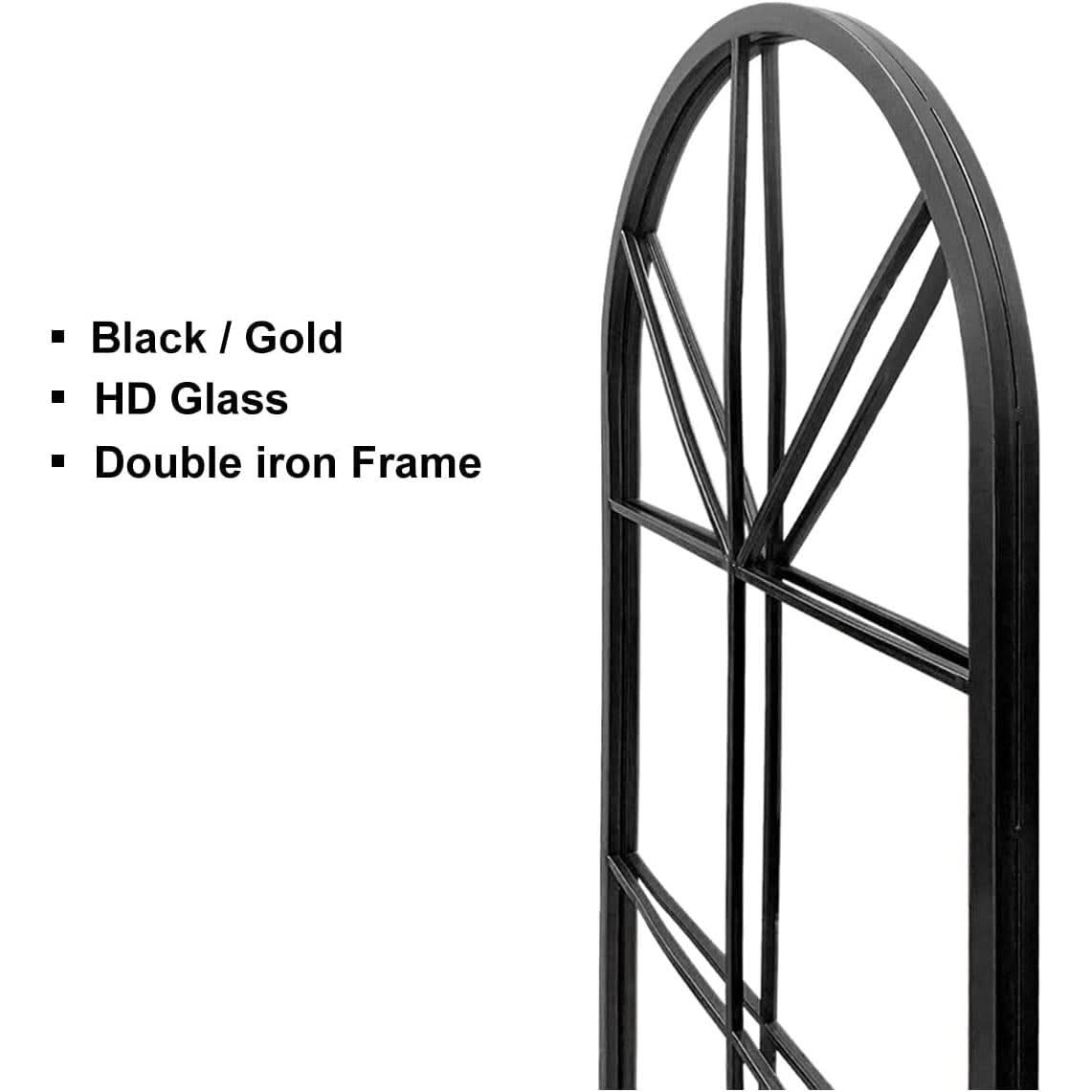 65 By 22 Inch Arched Window Pane Floor Wall Mount Mirror