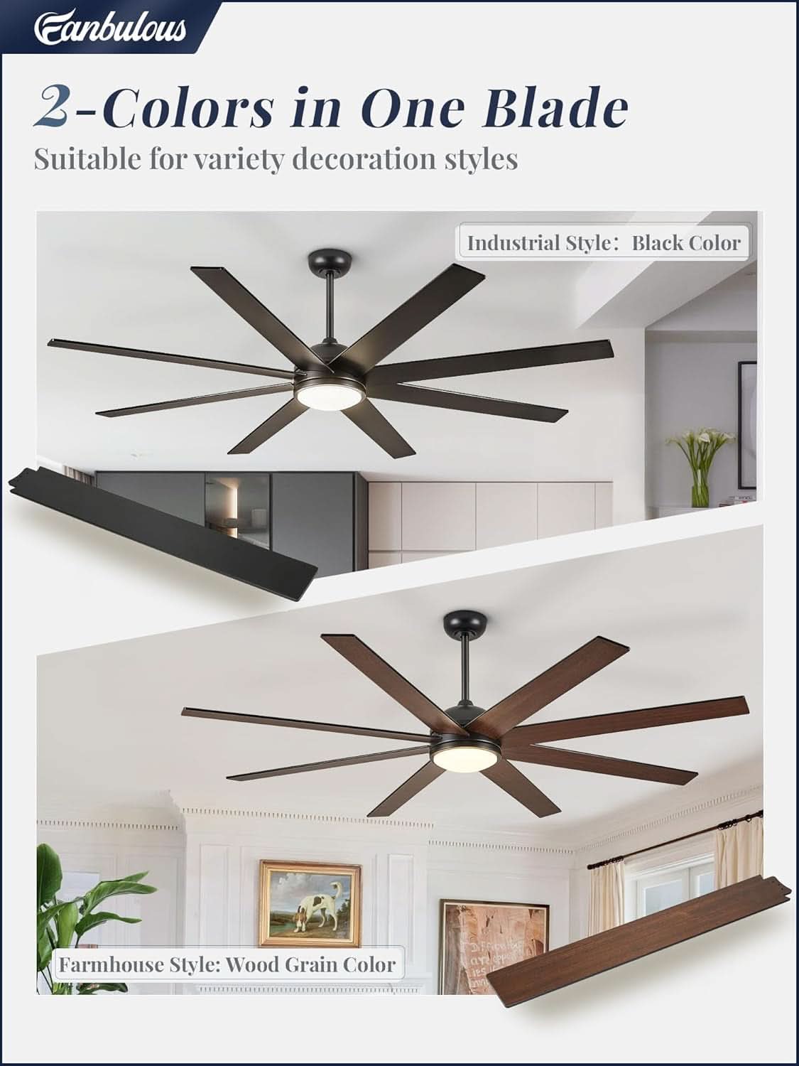 65 Inch Ceiling Fan With Lights Remote Black Indoor Outdoor