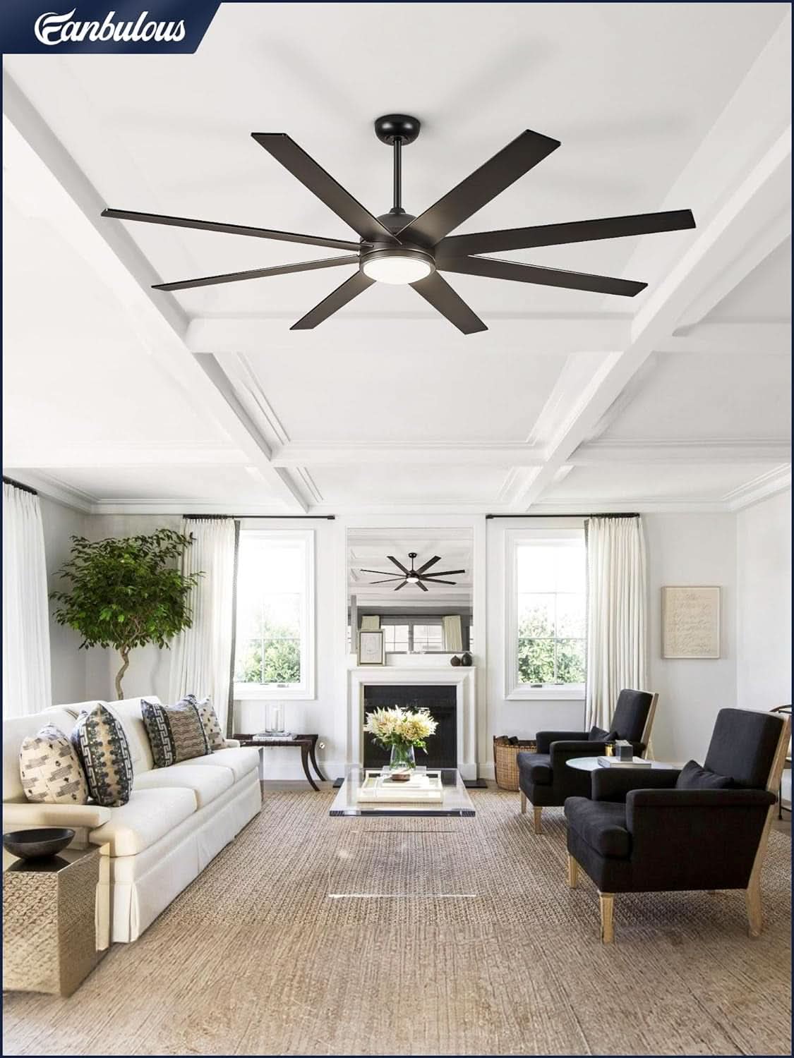 65 Inch Ceiling Fan With Lights Remote Black Indoor Outdoor