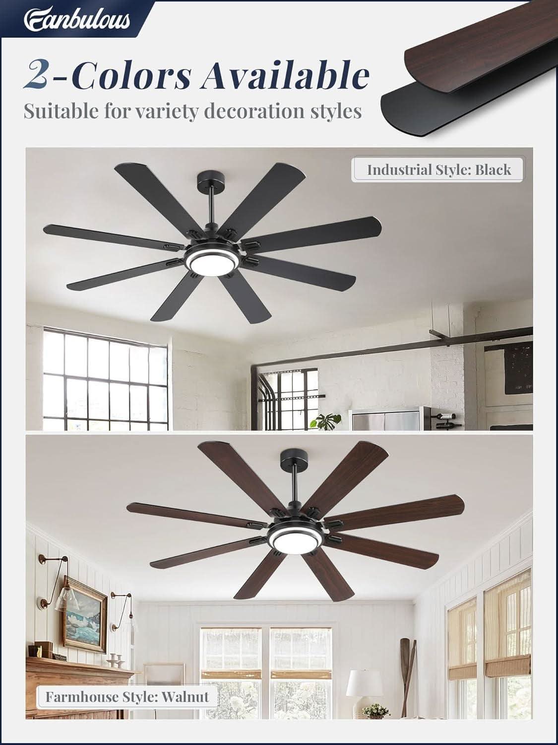 65 Inch Ceiling Fan With Remote And Dimmable LED Lights