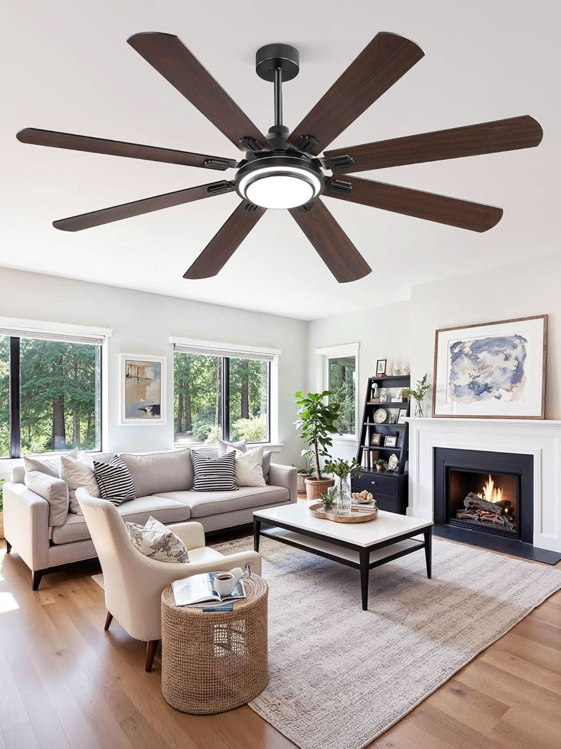 65 Inch Ceiling Fan With Remote And Dimmable LED Lights