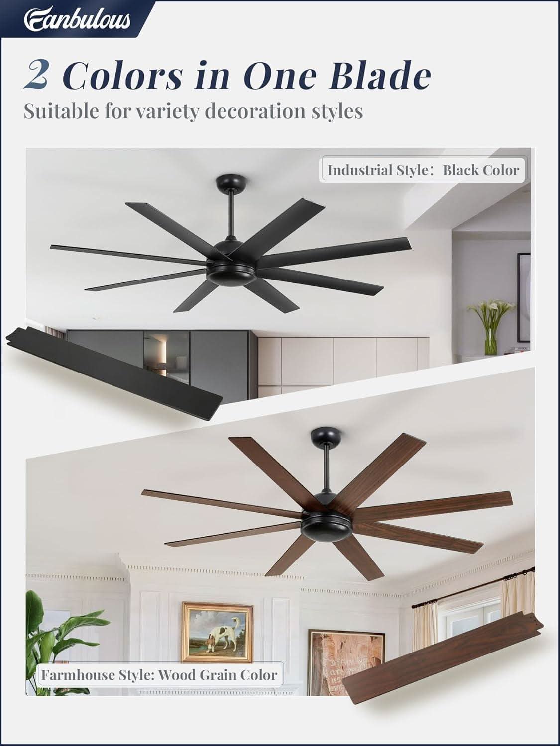 65 Inch Ceiling Fan With Remote Control No Light Indoor Outdoor
