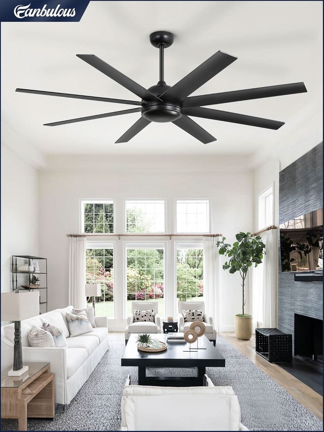 65 Inch Ceiling Fan With Remote Control No Light Indoor Outdoor