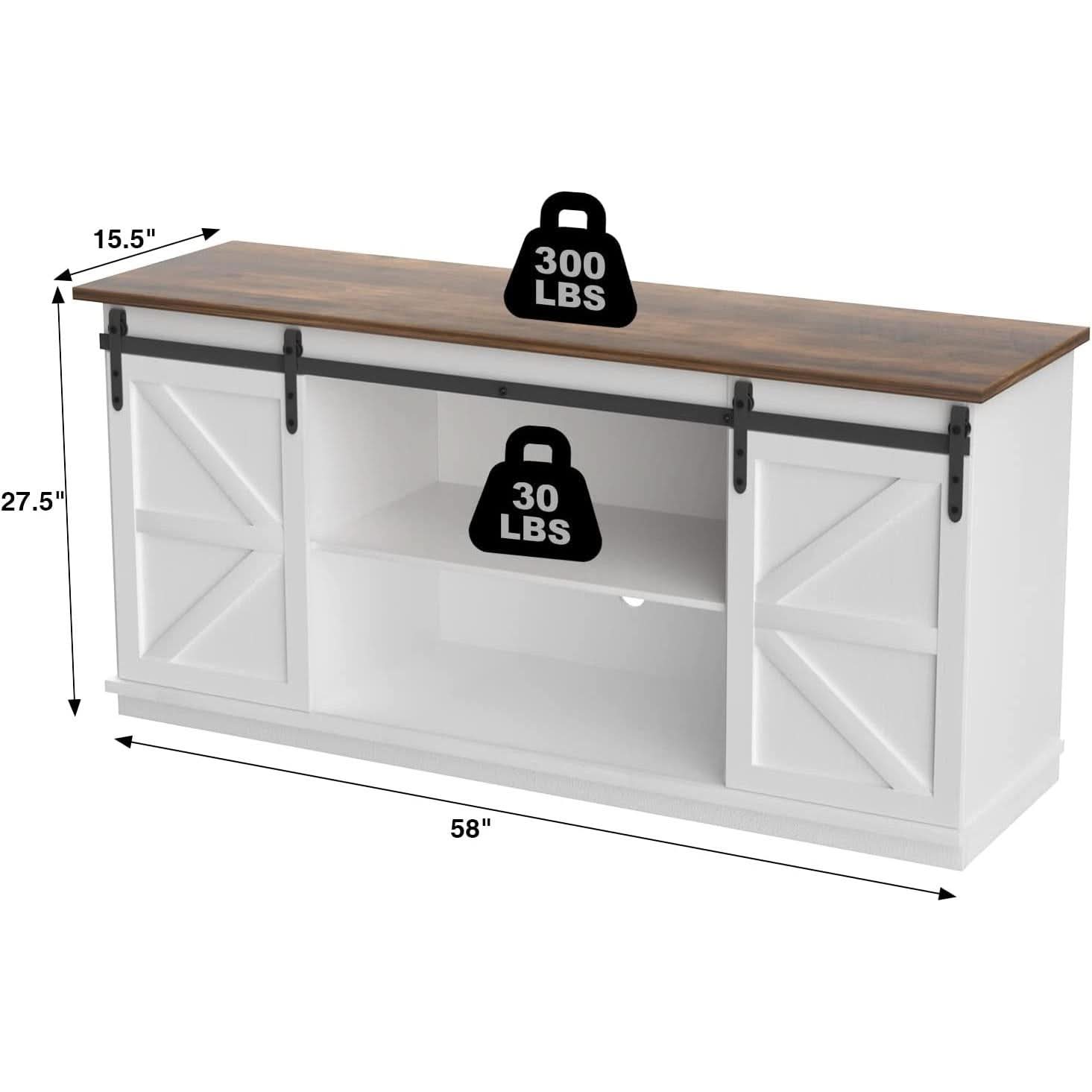 65 Inch Farmhouse TV Stand With Sliding Barn Doors
