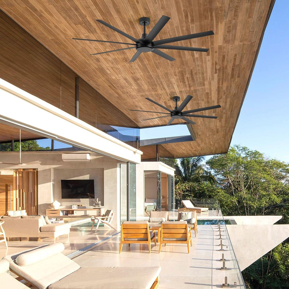 65 Inch Matte Black Ceiling Fan With Remote Quiet DC Motor