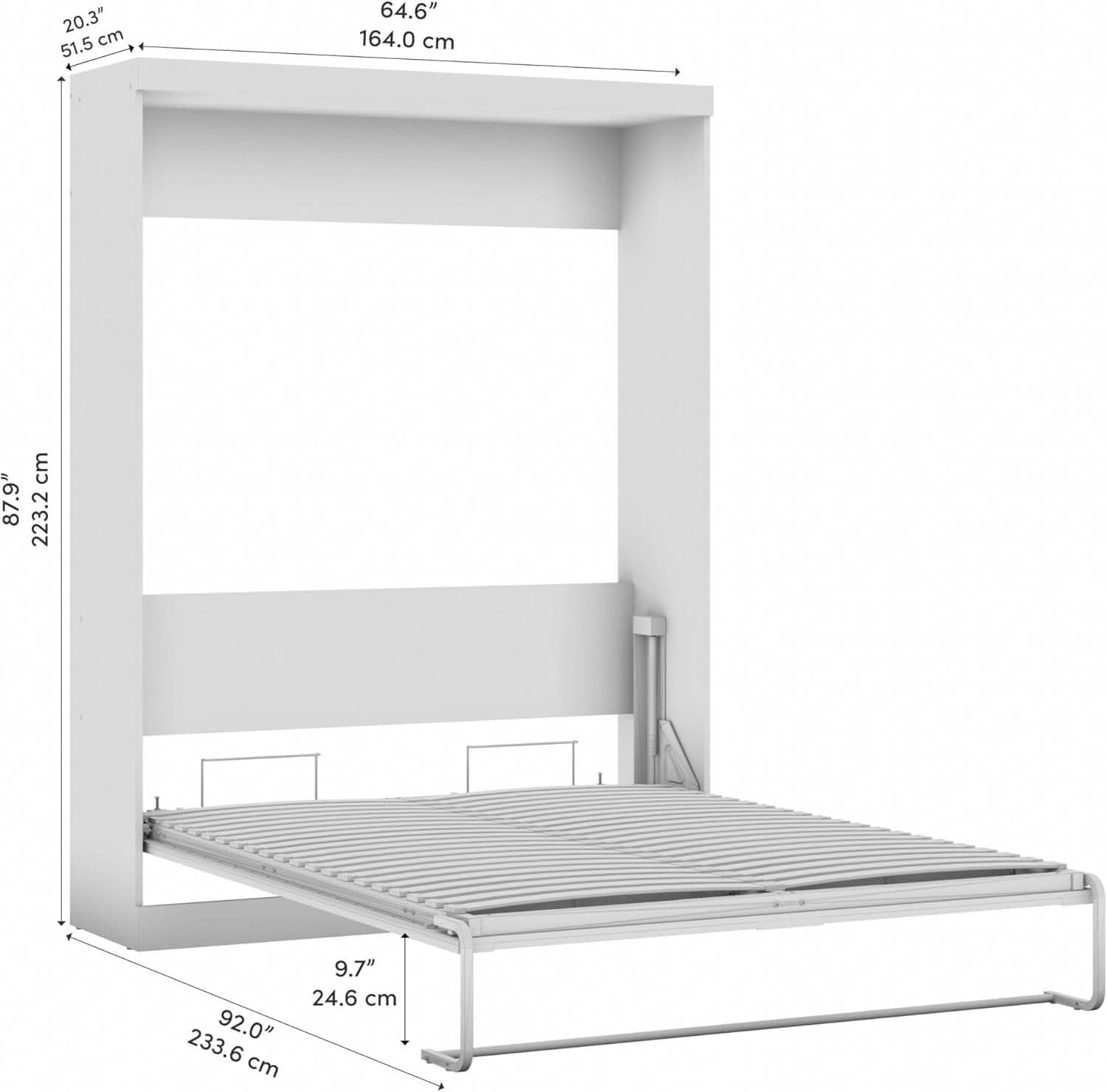 65 Inch Queen Murphy Bed With Wardrobe Storage System