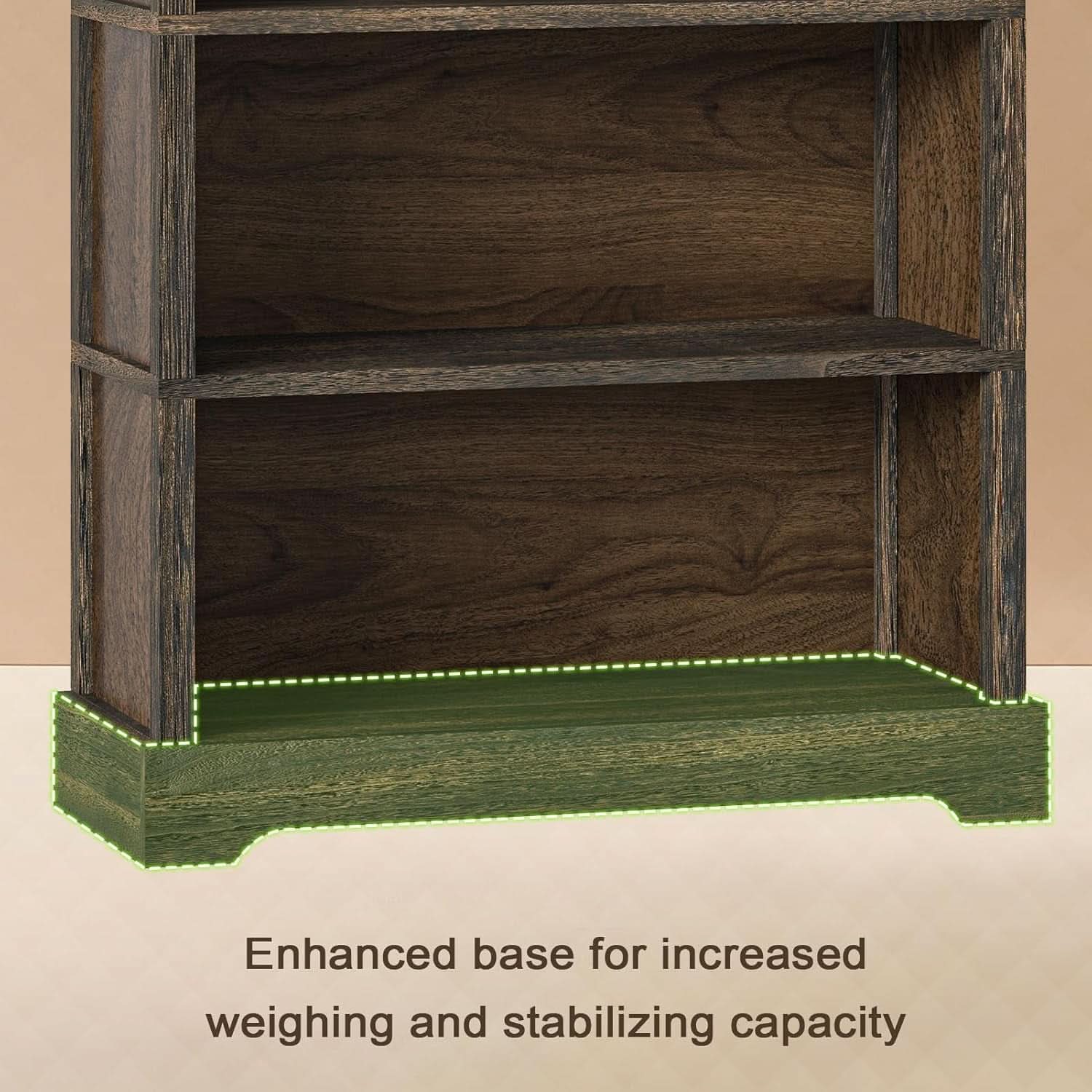 65 Inch Solid Hardwood Bookshelf With Five Tier Open