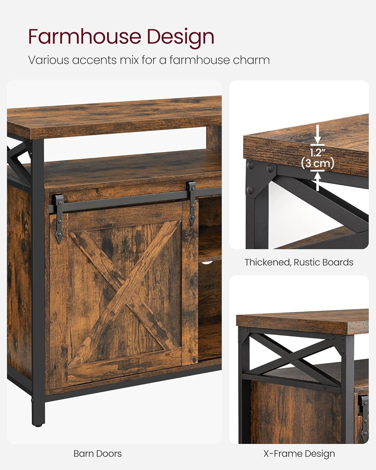 65 Inch TV Stand With Adjustable Shelves Brown And Black
