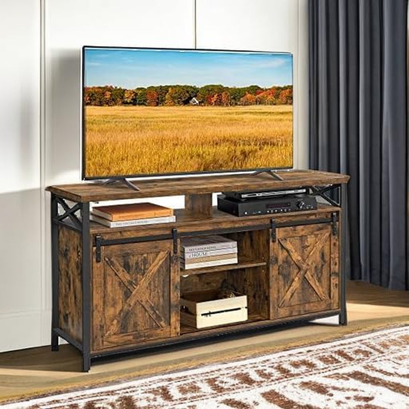 65 Inch TV Stand With Adjustable Shelves Brown And Black