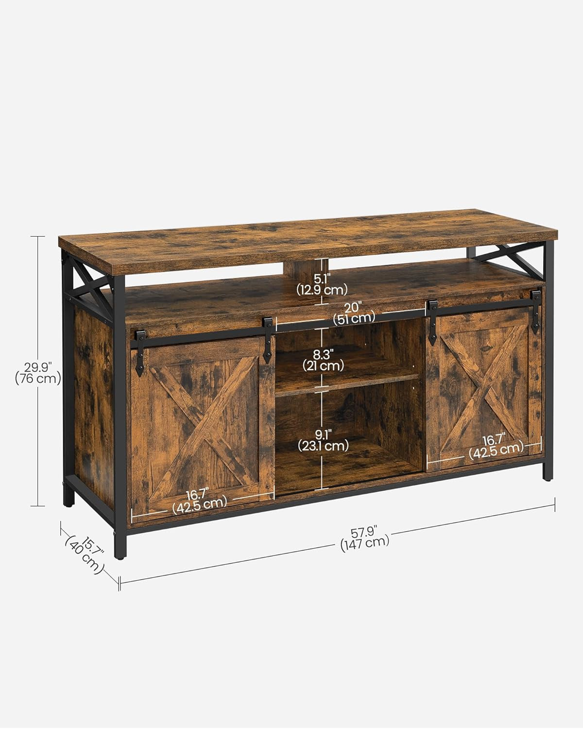 65 Inch TV Stand With Adjustable Shelves Brown And Black