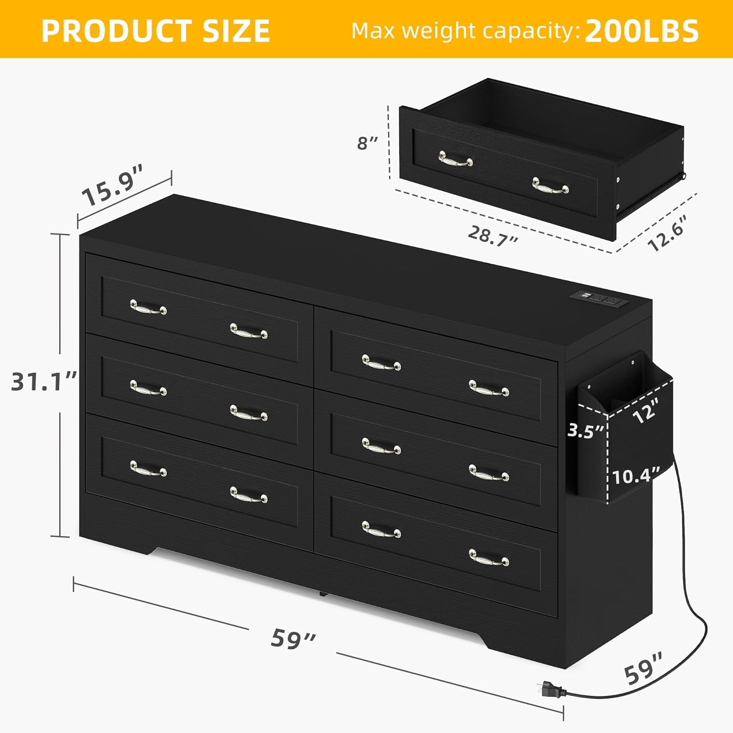 65 Inch TV Stand With Power Outlets And Entertainment Console